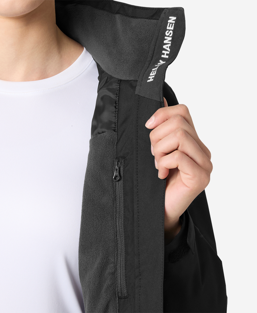 W CREW HOODED MIDL JACKET 2.0, Black