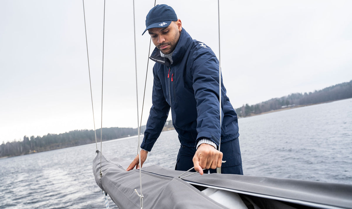 CREW HOODED PILE JACKET, Navy