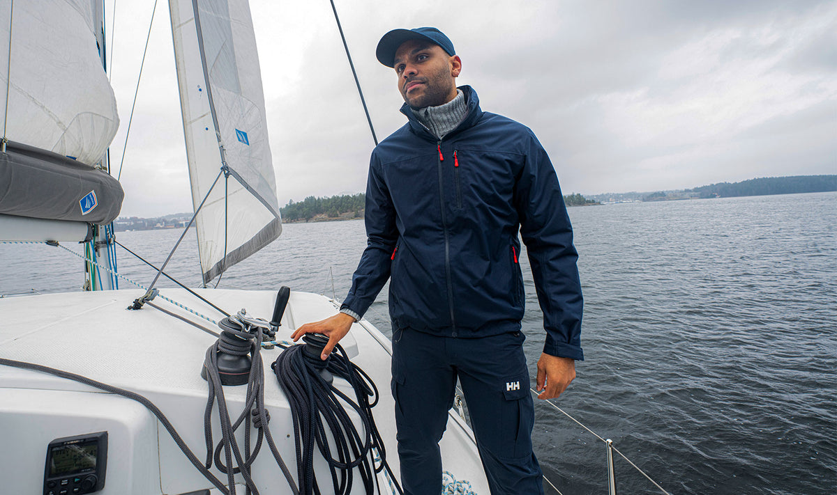 CREW HOODED PILE JACKET, Navy