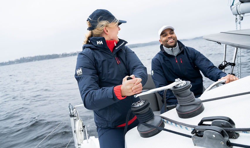 W CREW HOODED PILE JACKET, Navy