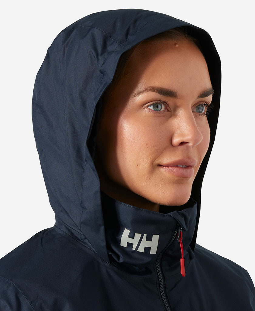 W CREW HOODED PILE JACKET, Navy