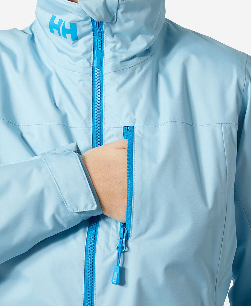 W CREW HOODED PILE JACKET, Light Cyan