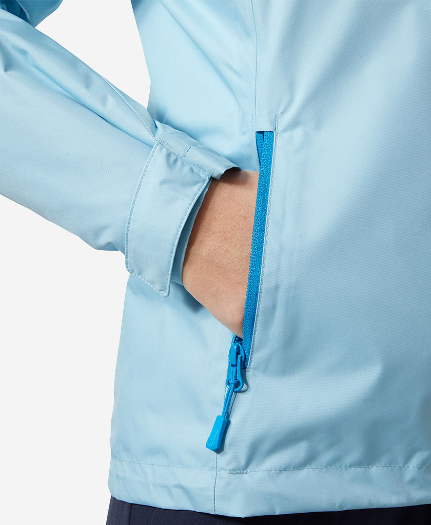 W CREW HOODED PILE JACKET, Light Cyan