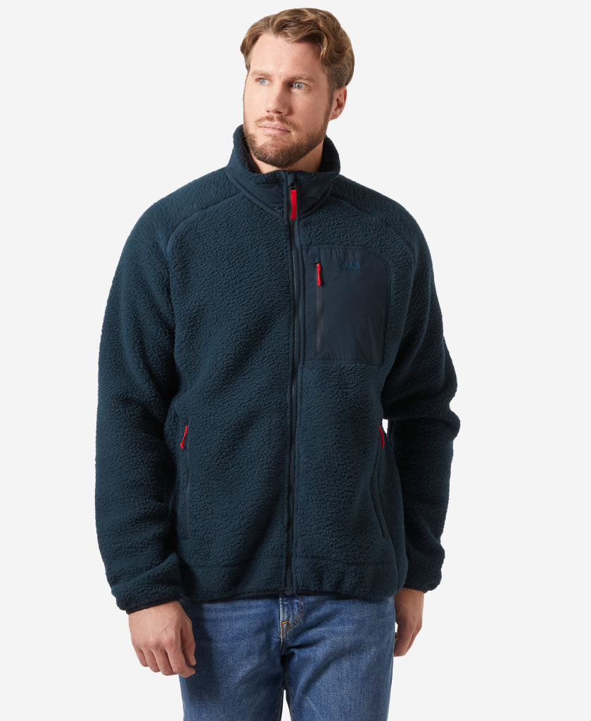PANORAMA PILE BLOCK JACKET, Navy
