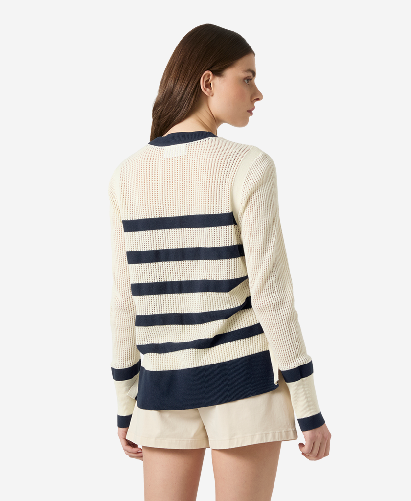 W SALT KNIT SWEATER, Navy / Cream Stripe