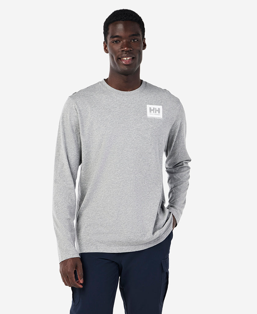 BOX OUTLINE L/S T-SHIRT, Grey Melange