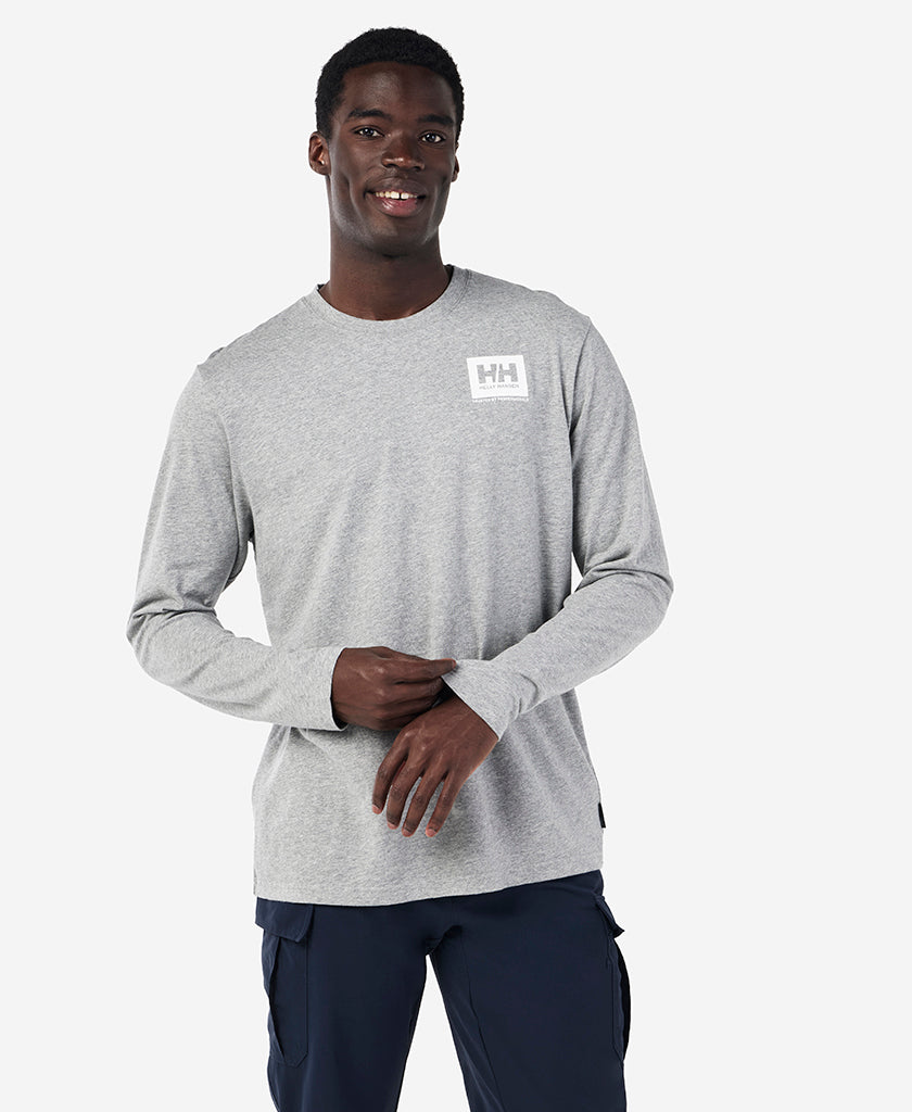 BOX OUTLINE L/S T-SHIRT, Grey Melange