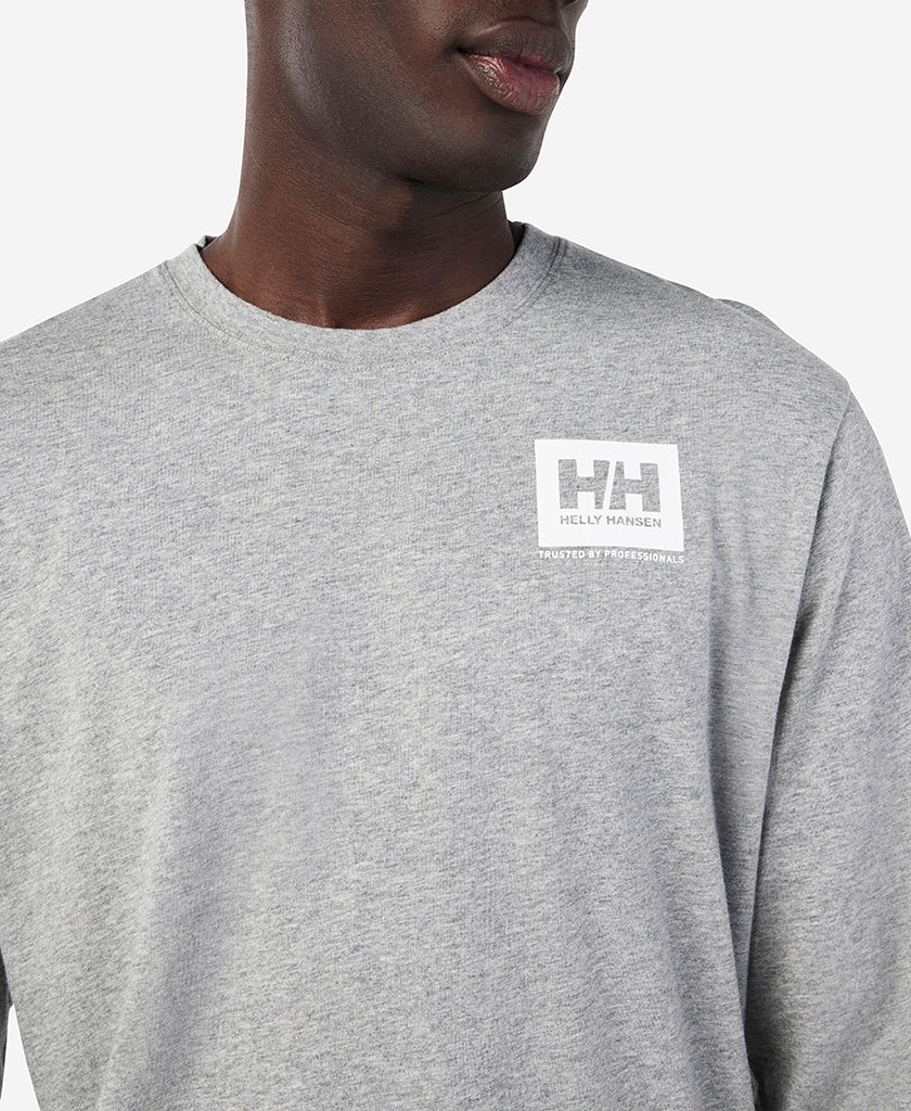 BOX OUTLINE L/S T-SHIRT, Grey Melange