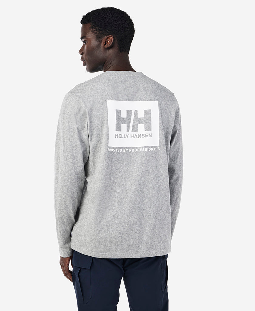 BOX OUTLINE L/S T-SHIRT, Grey Melange
